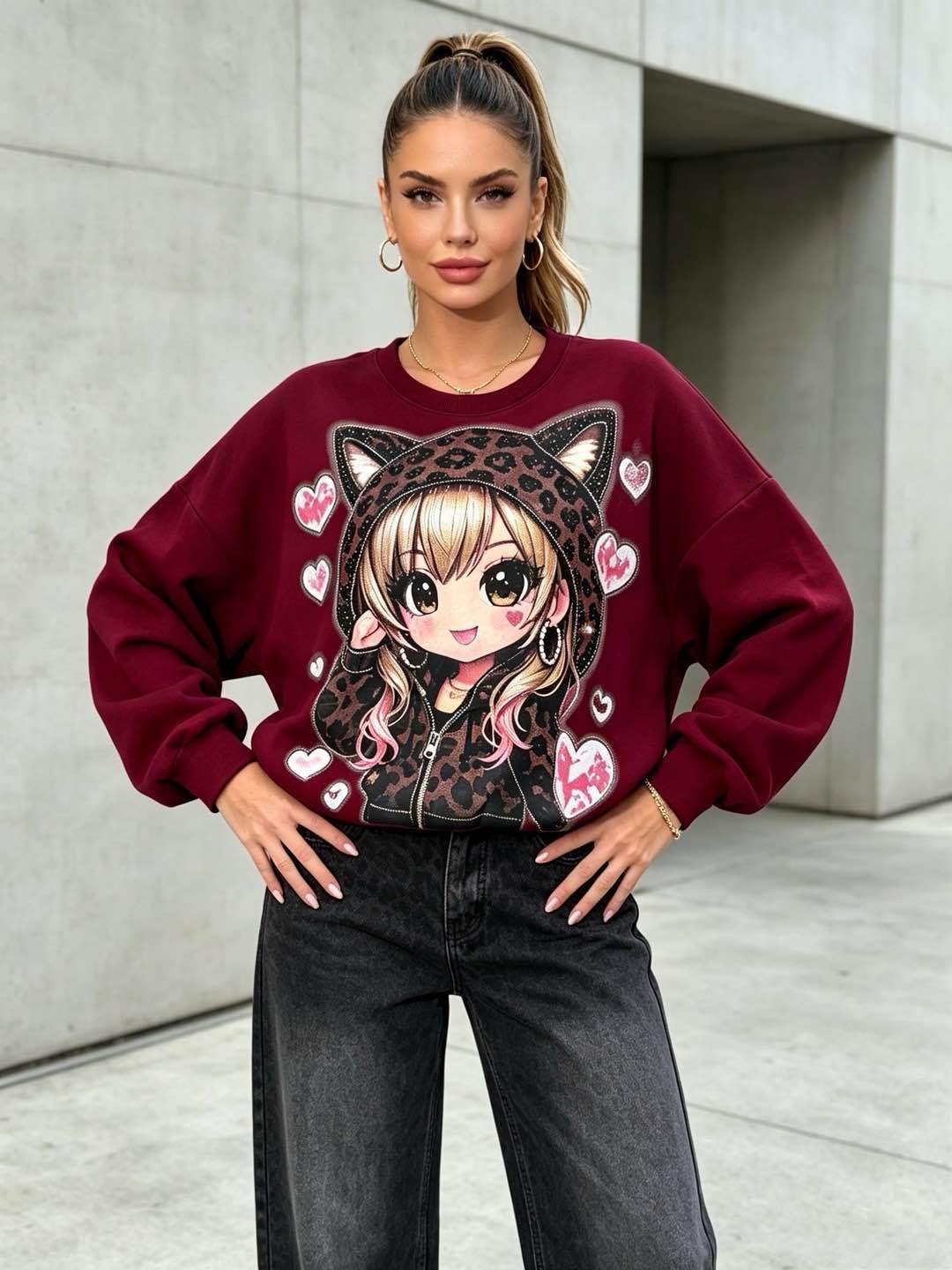 Oversize mikina s potlačou