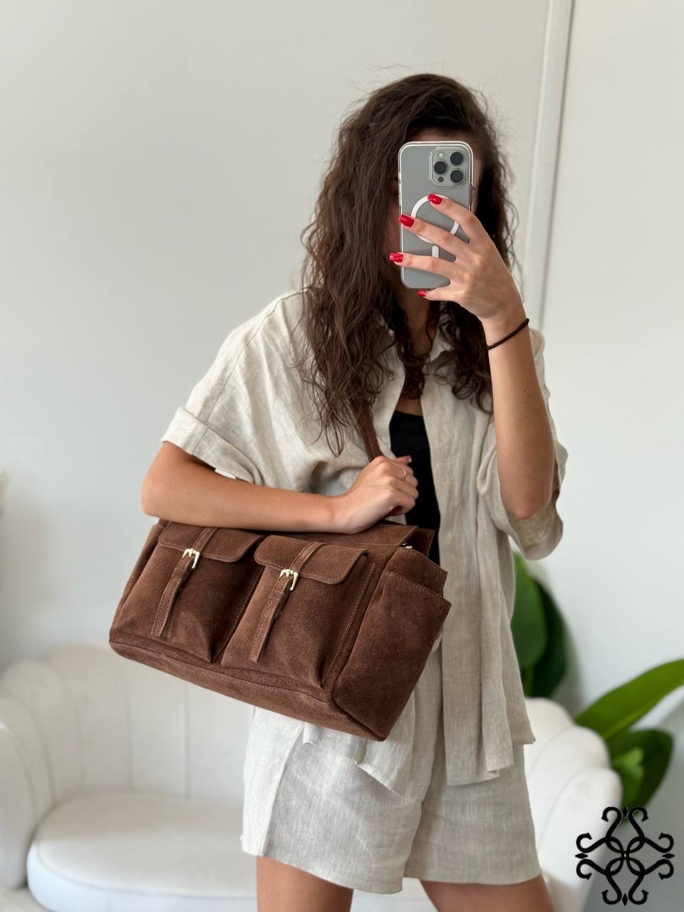Semišová shopper kabelka