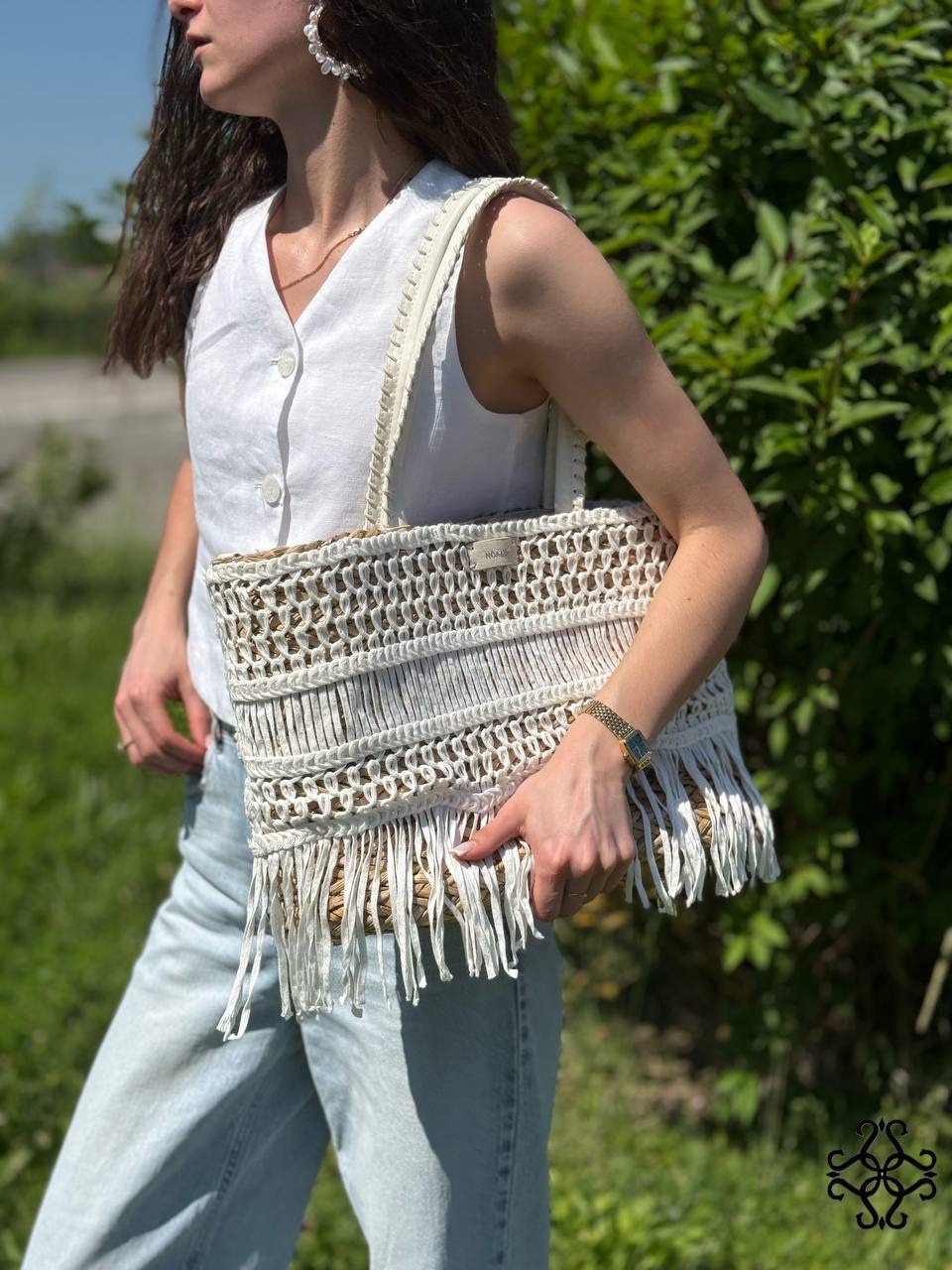 Pletená shopper taška s strapcami