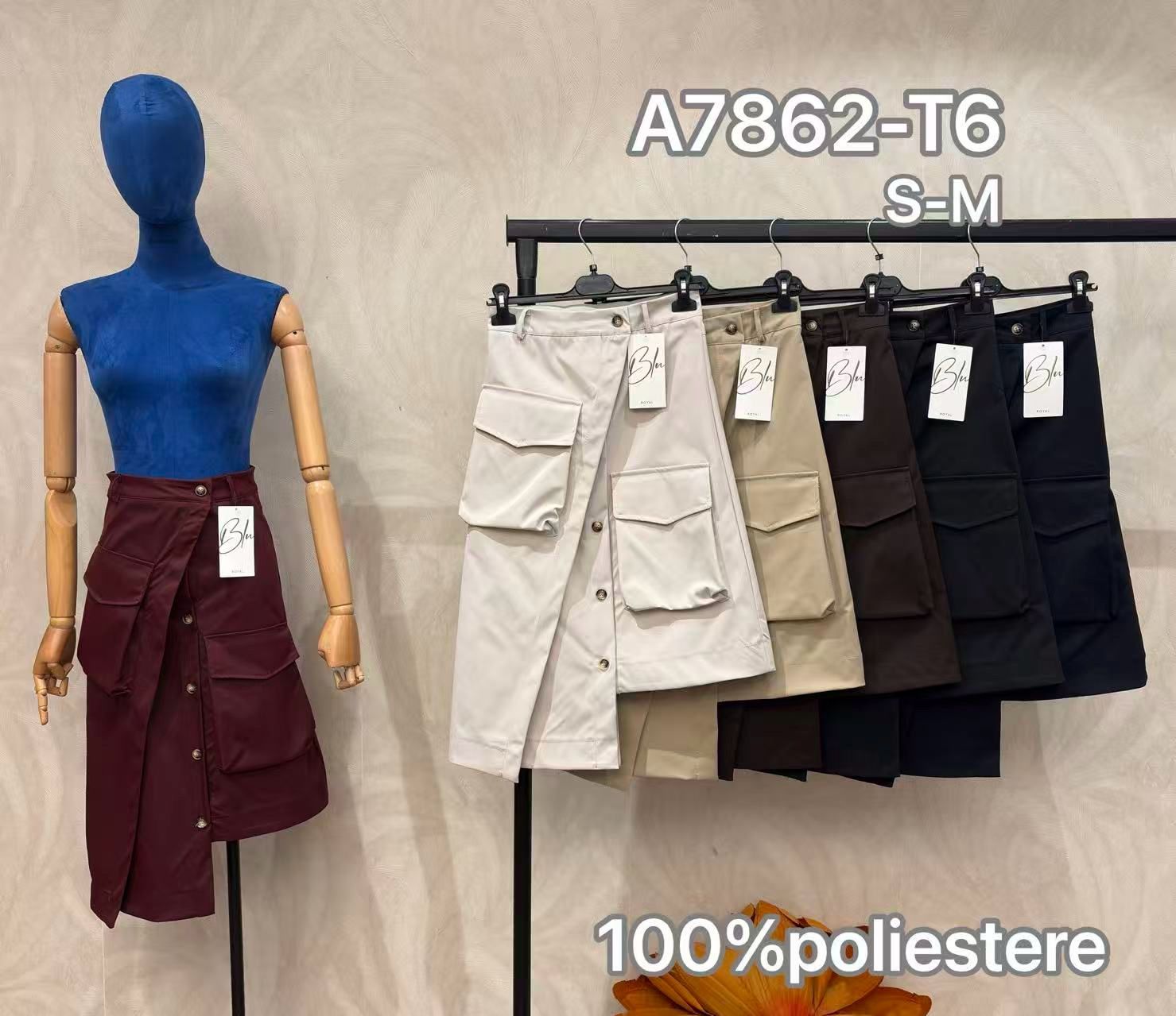 Asymetrická midi cargo sukňa