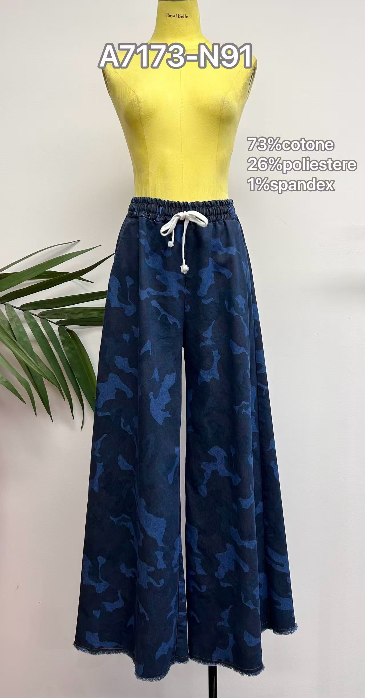 Nohavice Wide Leg s maskáčom