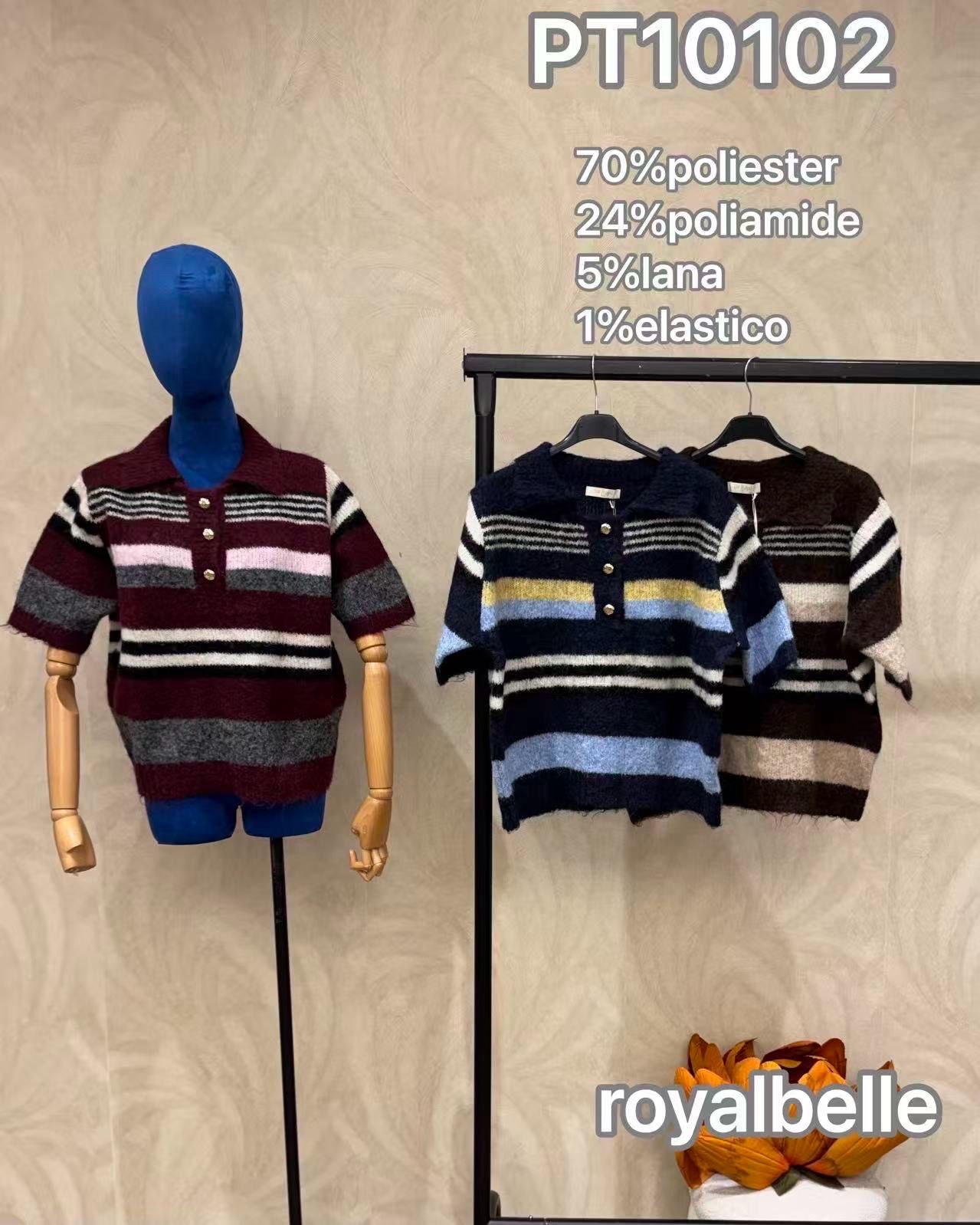Pruhovaný polo sveter