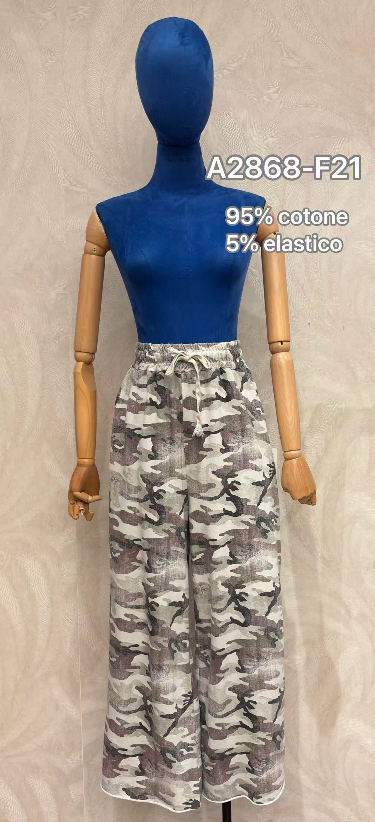 Nohavice Wide Leg s maskáčovým vzorom