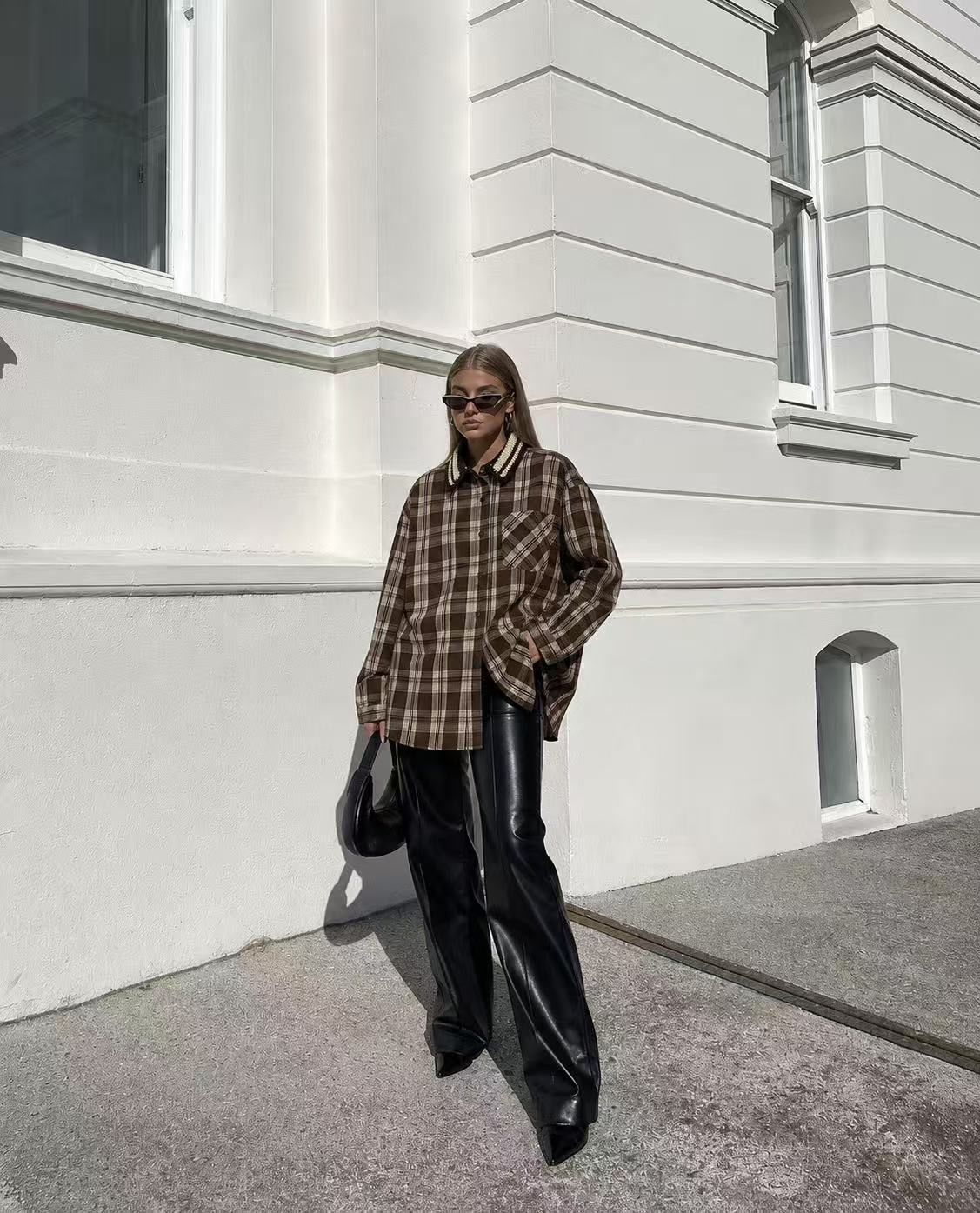 Oversize košeľa v károvanom vzore