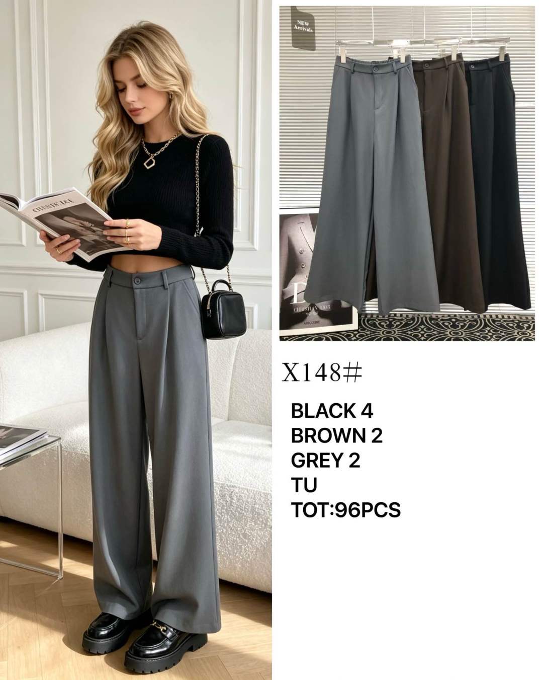 Nohavice Wide Leg s Plisovaním