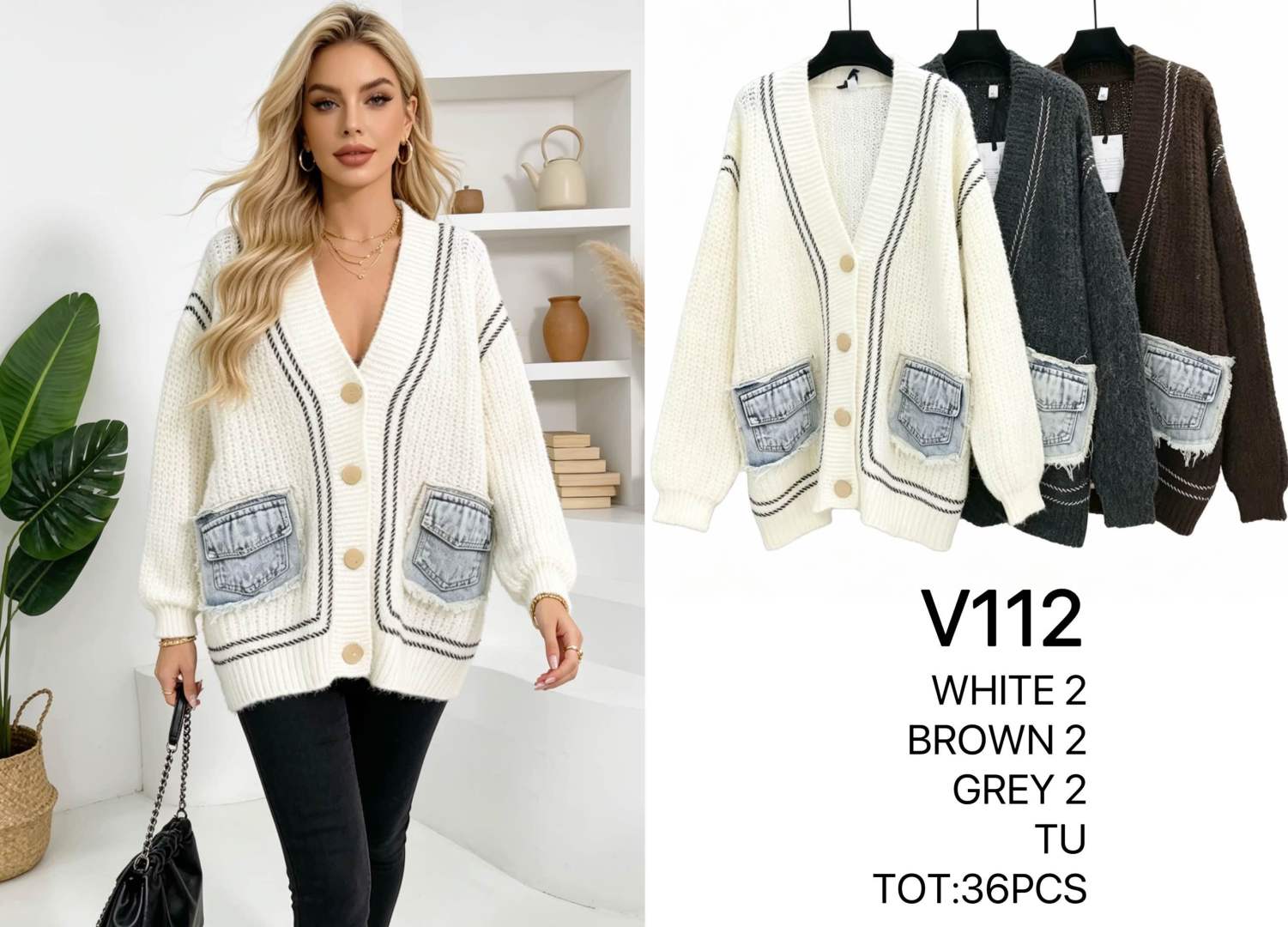 Oversized kardigán s vreckami