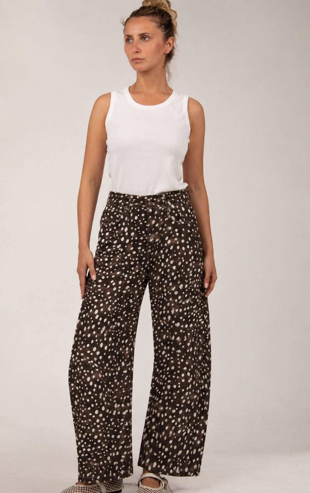 Nohavice Wide Leg s leopardím vzorom