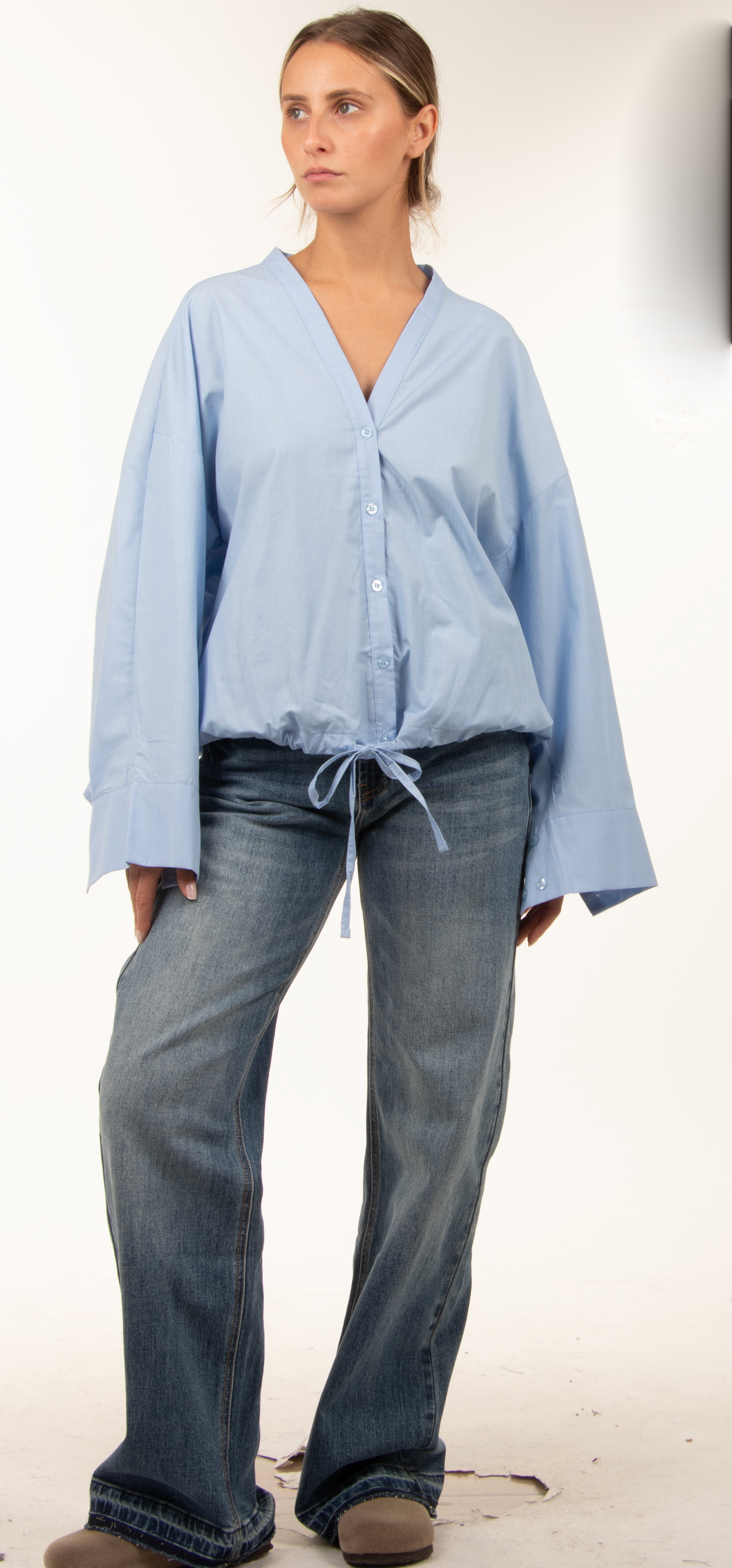 Oversize košeľa s šnúrkou
