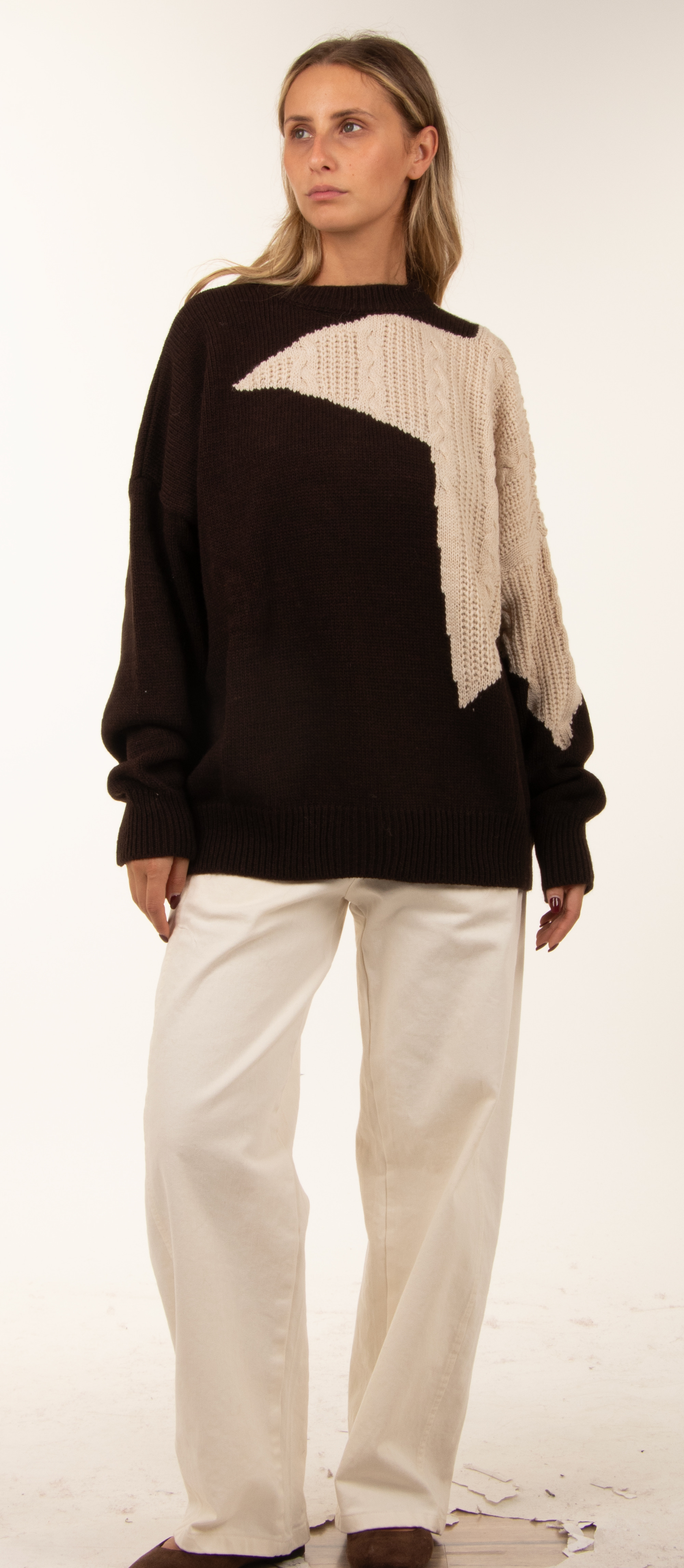 Oversize sveter s color‑block