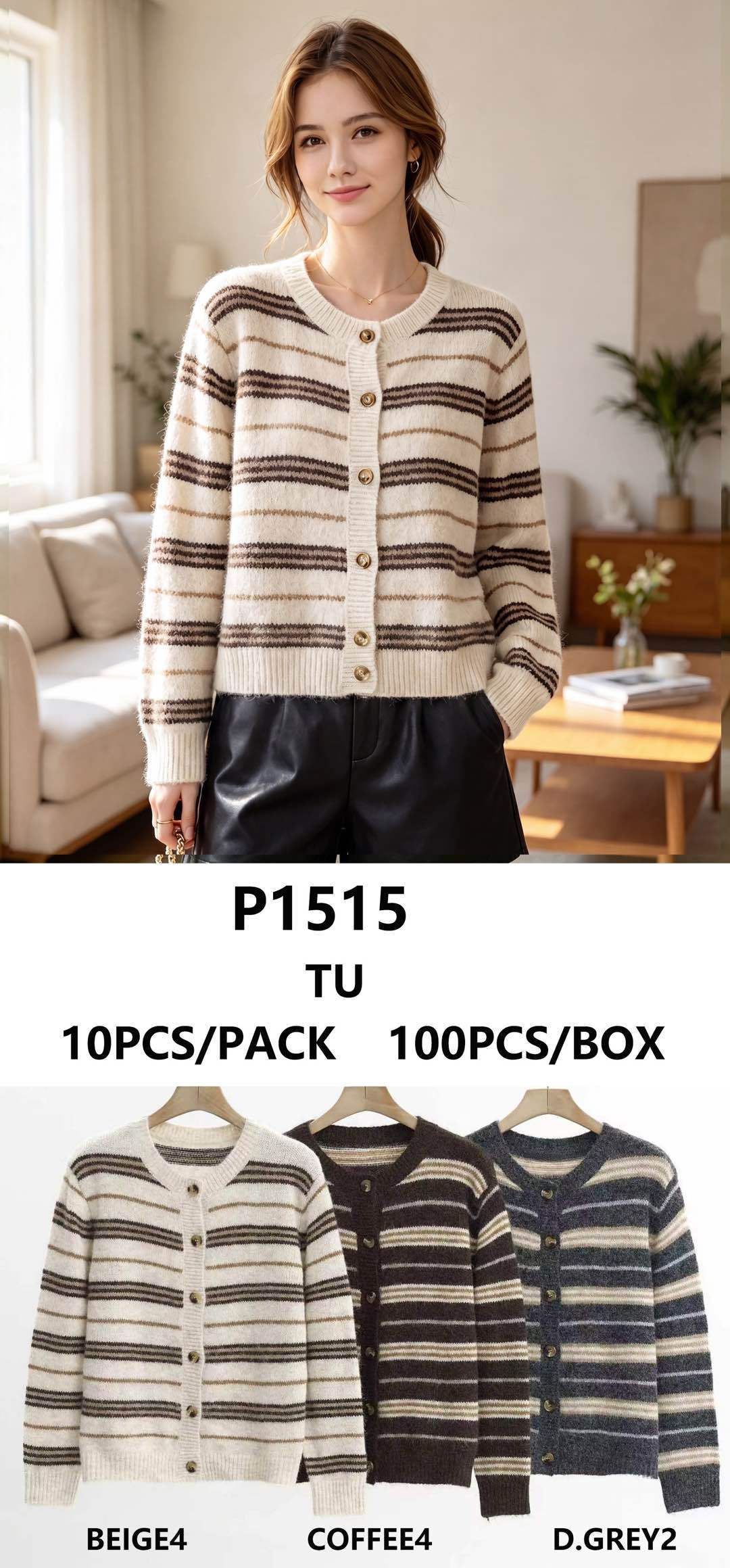 Cardigan po boky s rovnakým strihom