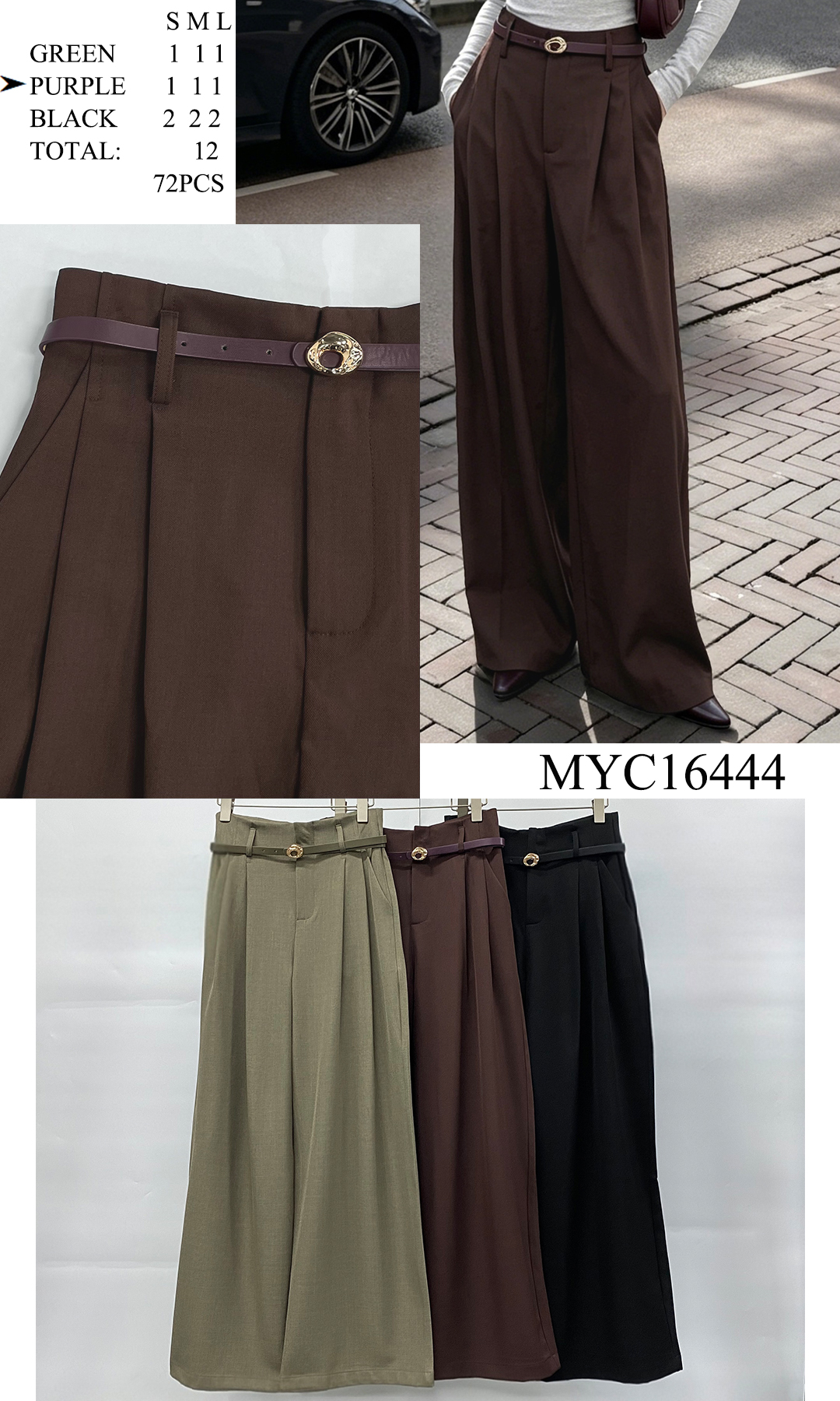 Nohavice Wide Leg s opaskom