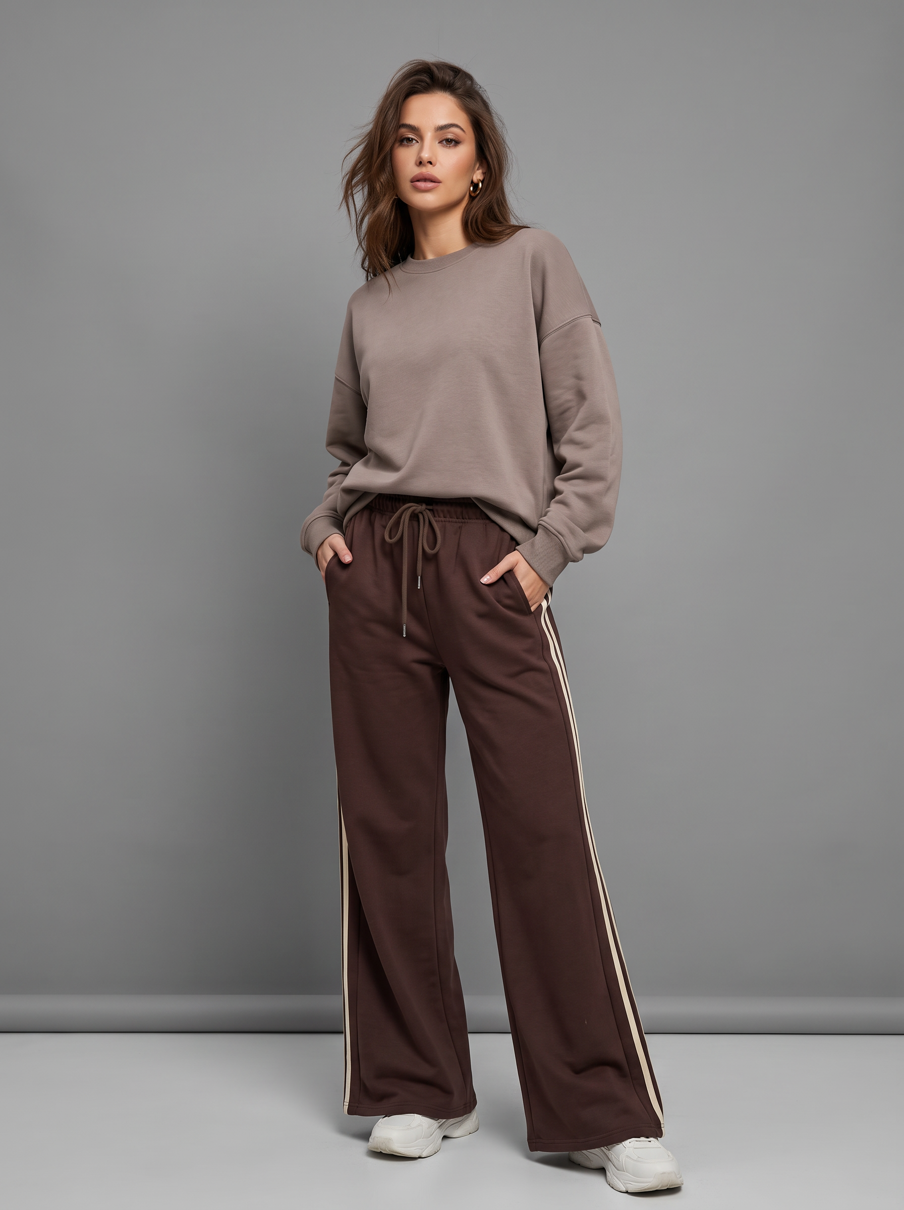 Nohavice Wide Leg s Lampasom
