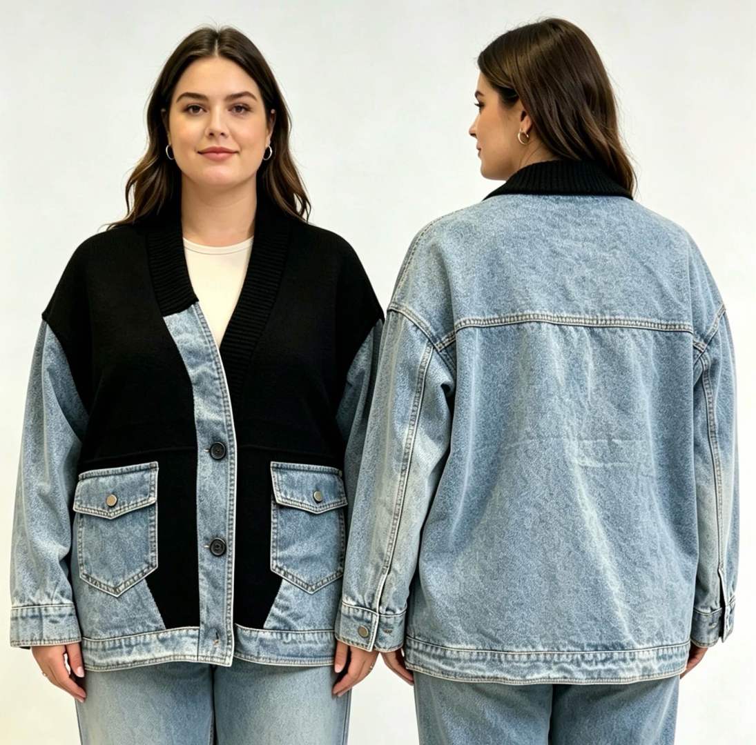 Oversize denimová bunda vreckami