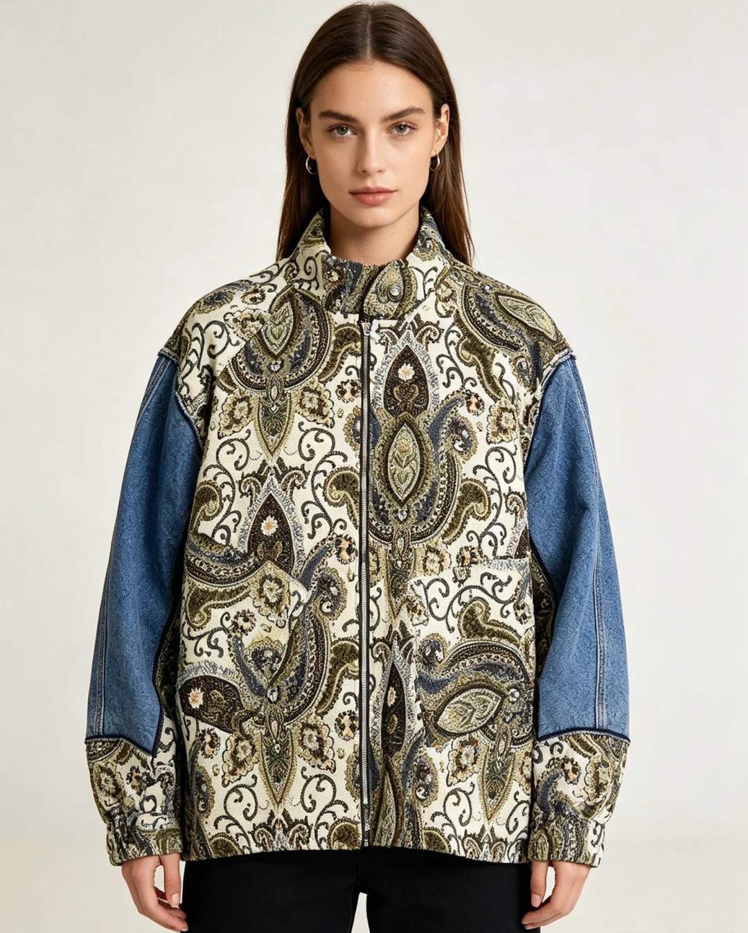 Oversize bunda s paisley vzorom