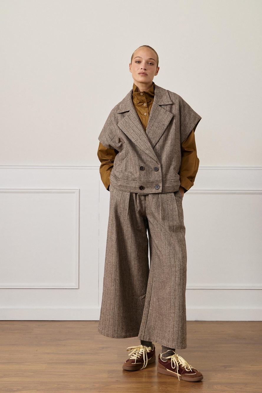 Nohavice Wide Leg s Plisami