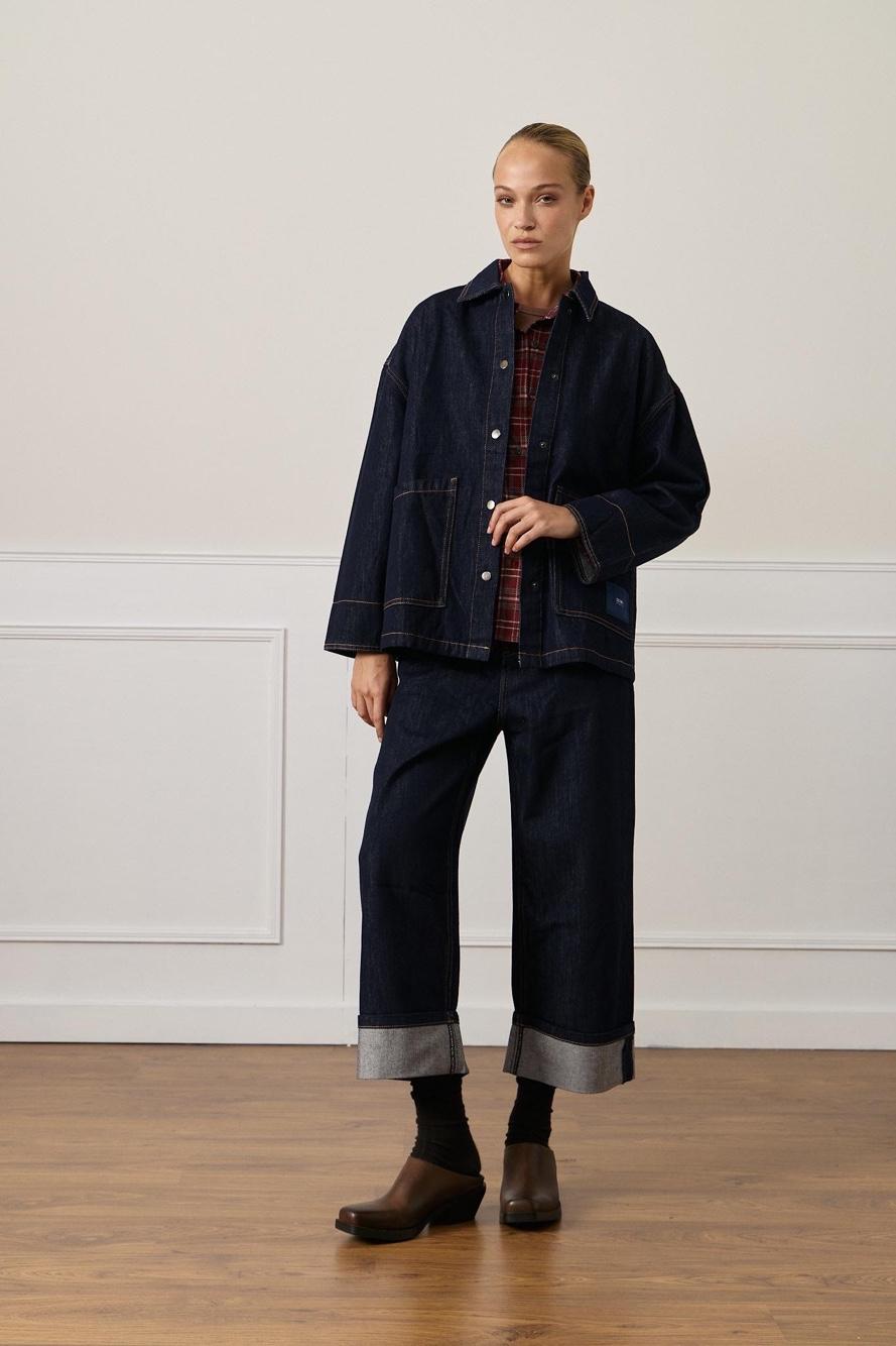 Oversize denimová bunda s košeľovým golierom