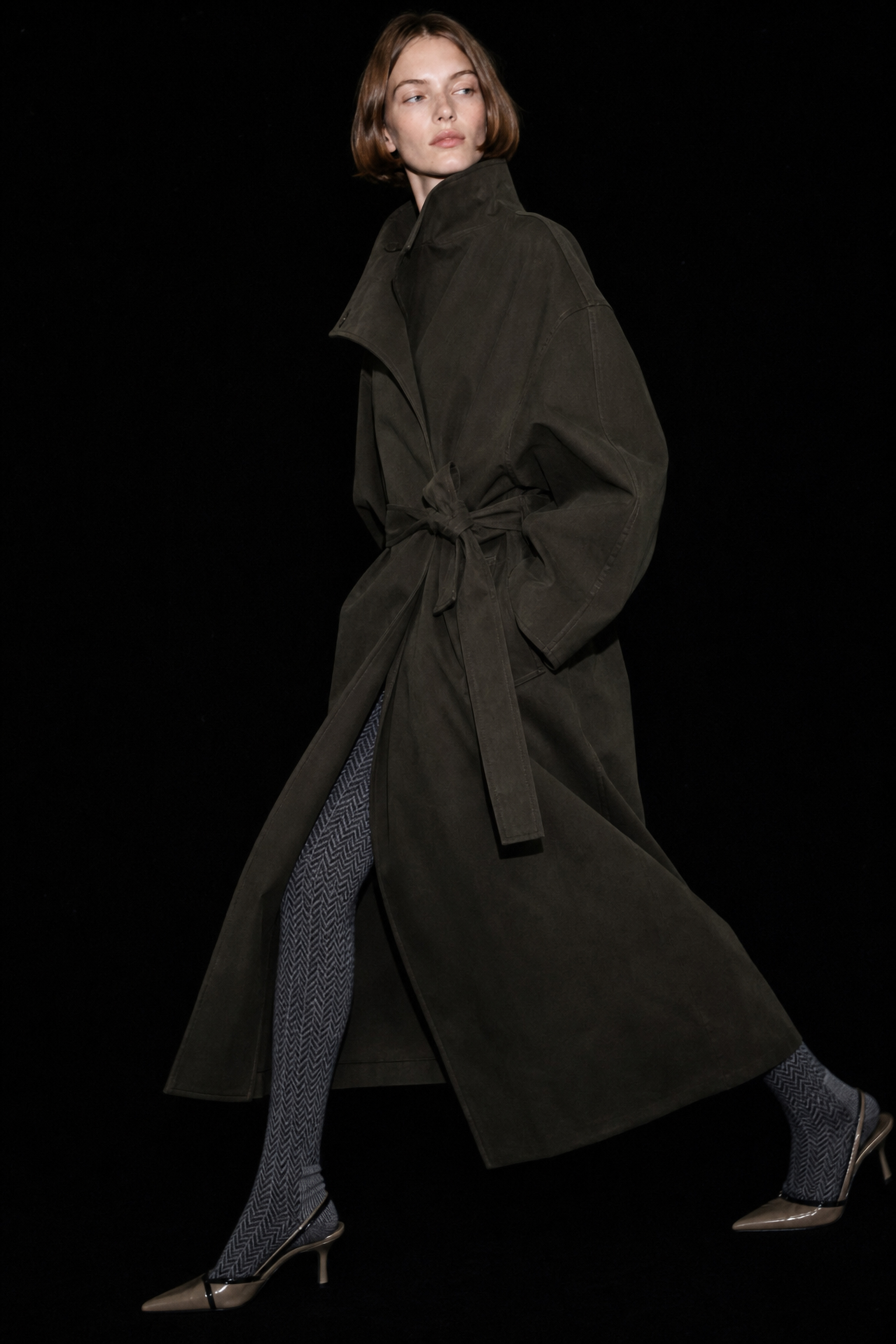 Oversize maxi kabát s opaskom