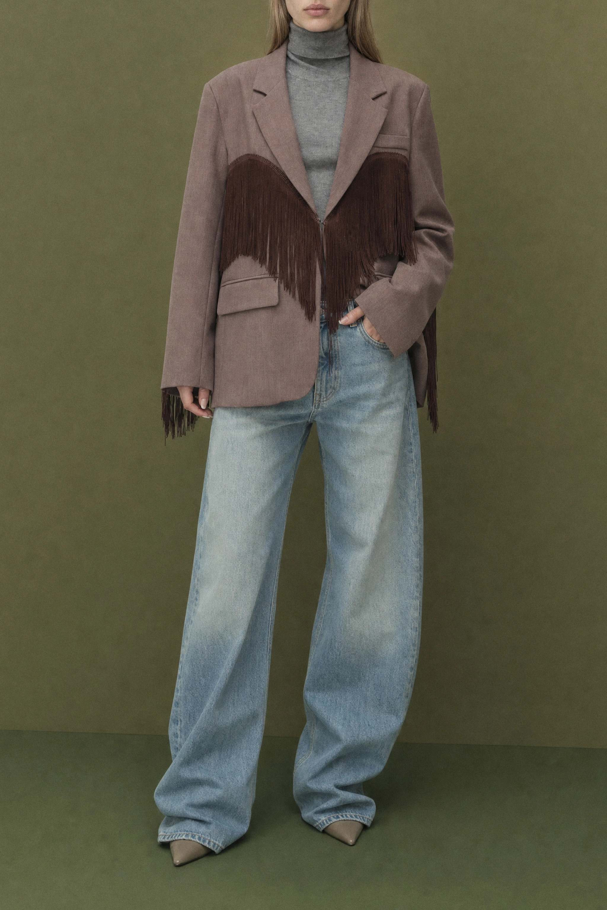 Oversized sako s strapcami